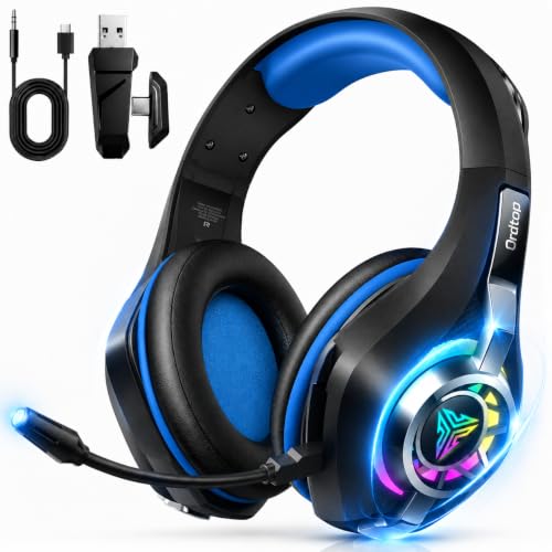 2.4GHz Wireless Gaming Headsets for PS5/PS4/Switch, New RGB Bluetooth 5.4 Noise Cancelling Gaming Headphones with 7.1 Surround Sound, 40mm Drivers, 276g Ultraligero, Memory Foam, 40Hrs Audífonos Gamer - color: Silver-black