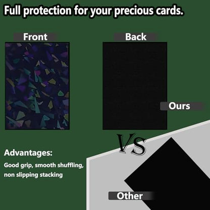 100 Count Black Card Sleeves for Trading Cards, Perfect Fit Shiny MTG Card Sleeves, Holographic Card Sleeve Fit for Magic, Photocard, TCG, Baseball/Sports Cards, Yugioh Card, Game Card 66 * 91 mm - color: Black