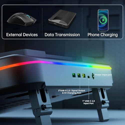 Cooling Pad for Lenovo Legion 5 16IRX9 Gaming Laptop Cooler with Powerful Turbo Cooling Fan Can Fast Cooling CPU+GPU 40°C, Variable Speed,6 RGB Light Mode,Touch Control, LCD Screen, 3 USB-A Port