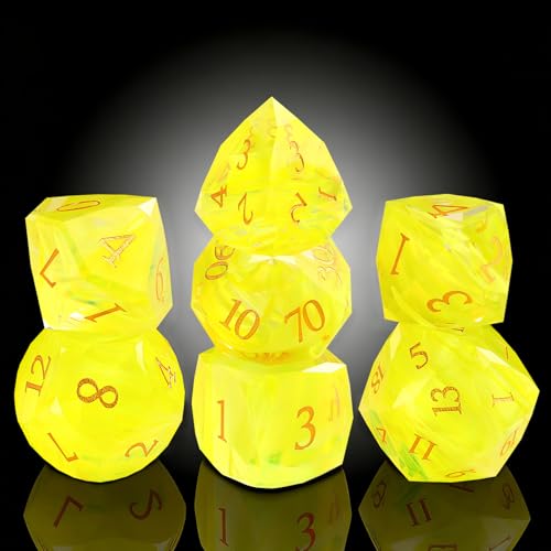 Natural Gemstone Crystal Polyhedral Dice Set for Dungeons and Dragons, RPG, Tabletop Games, 7-Piece (LS-8) - color: Ls-8