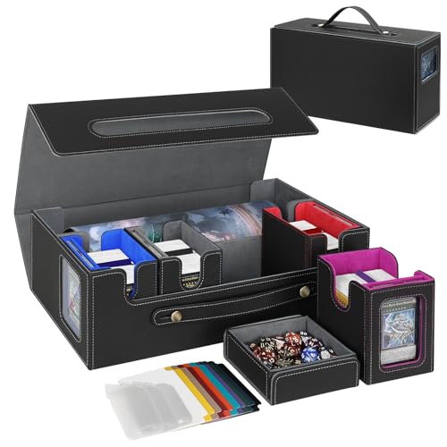 MTG Deck Box 6 In 1 with Playmat Space, Trading Card Storage Box with 4 MTG Deck Cases Holds 2000+ Unsleeved Cards, Large TCG Card Deck Organizer for Magic Game Cards, Multicolor - color: Multicolored, size: 6-IN-1 with Playmat Space