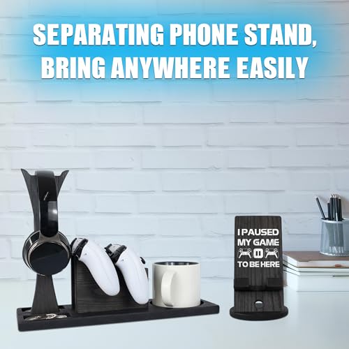 Gaming Accessories Organizer with Headphone Holder, Rotatable Phone Stand & Controller Stand - Unique Gamer Gifts Controllers Holders Gaming Equipment, Gifts for Gamers Controller Holder - size: Standard