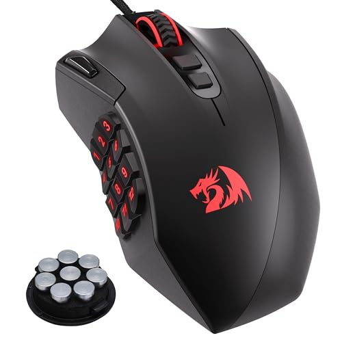 Redragon M921 Wired RGB MMO Gaming Mouse 12400 DPI Remapping Keys | Stable Lag-Free Connection, Smooth Precise Tracking, Custom Macro Keybinds, Vibing Backlight, Ergonomic Grip Body Comfort