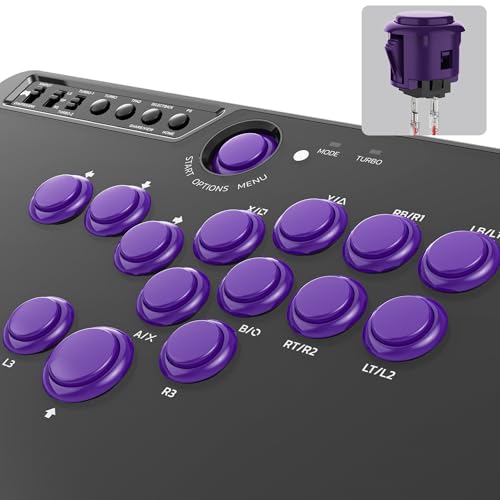 MAYFLASH F500 FLAT Fight Stick All Button Arcade Controller for PS4, PC, Xbox Series S/X, Xbox One, Switch/Switch 2, Steam Deck, macOS, Android, Raspberry Pi, NEOGEO mini and more