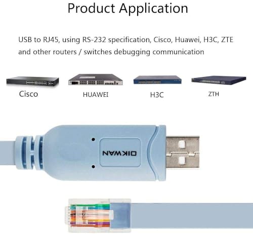 Console Cable USB to RJ45, USB Cable Compatible with Routers/Switch/Windows 7, 8,10,11 (10ft) - size: 10 ft