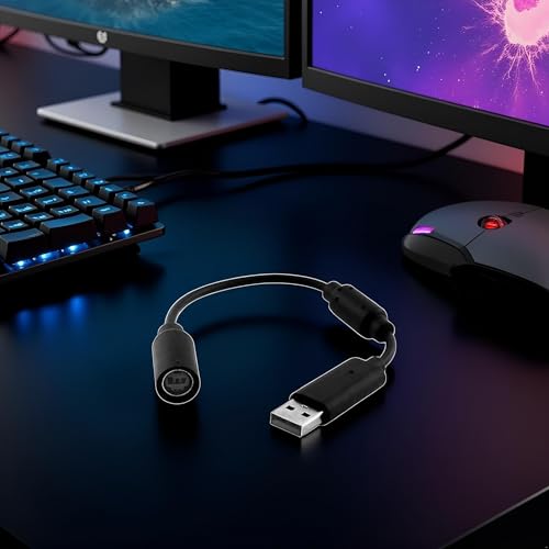 1Pc Black Audio USB Breakaway PC Cable Cord Adapter Converter for Xbox 360 Controller Real Tone Cable