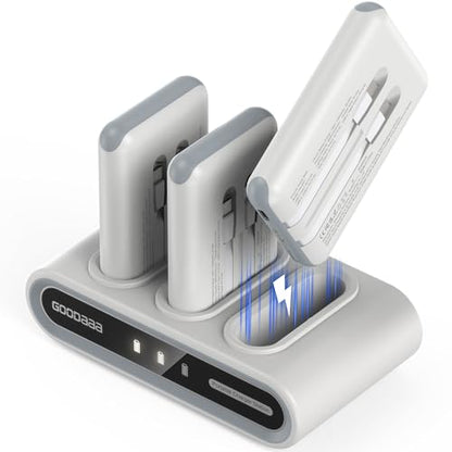 GOODaaa Portable Charger, 3-Pack 10000mAh Slim Power Bank Built in Cables, 3 Outputs 1 Inputs Family Power Hub for All Mobile Devices, Charging Station Set Includes 140 DlY Stickers, for Home,Office - color: White