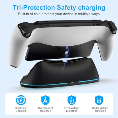 Yoidesu PS Portal Game Console Charger Dock, Stand with RGB Light Effect, Portable Game Console Charge Holder, Station for PS Portal (Black)