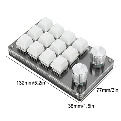 Ejoyous Macro Keyboard, One Handed Macro Mechanical Gaming Keypad 12 Key Programmable Keyboard with Knob for Office Games Compatible with Vista (Black White) - color: White