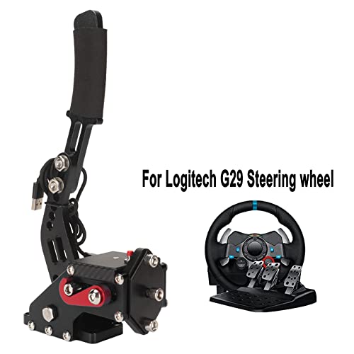 Septpenta USB Handbrake, 2 in 1 Computer Simulation Racing Game Handbrake, 64 Bit Universal Handbrake, Plug and Play for G27 G25 G29 T500 T300, Windows(Black) - color: Black
