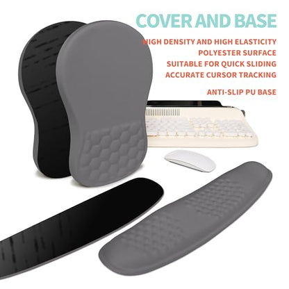 2-in-1 Ergonomic Set, Wave Rise Keyboard Wrist Rest and Massage Bulge Slope Mouse Pad Wrist Support, Cushion Memory Foam Integrated to Relieve Wrist Pain, Deep Gray - color: Deep Gray