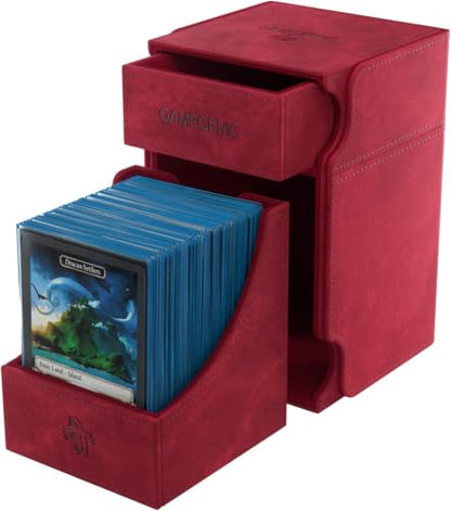 GameGenic Deck Box – Watchtower XL Red 100CT – Durable and Sturdy TCG, OCG, CCG Card Storage – Compatible with Pokemon, Yugioh, Commander, and MTG Magic: The Gathering Cards - color: Red