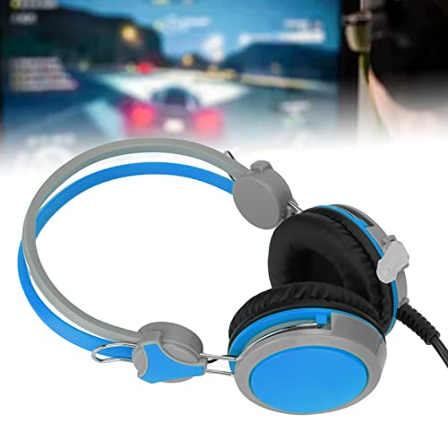 Noise Cancelling Gaming Headphones Clear Sound and Microphone for Computer Players (Blue) - color: Blue