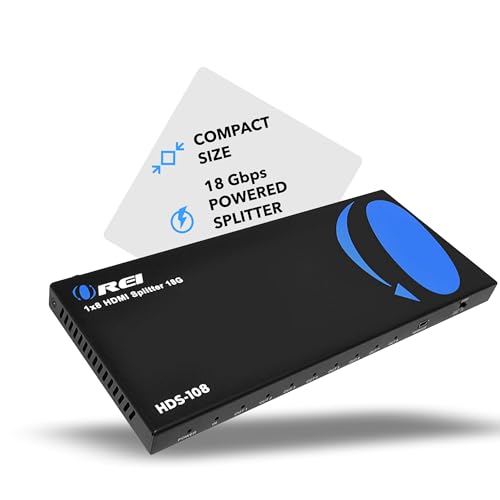 OREI UltraHD 1 in 8 Out HDMI Splitter 4K@60Hz 4:4:4 - HDMI 2.0 and HDCP 2.2 compliant with 3D support and EDID control - size: 4K Splitters 1x8