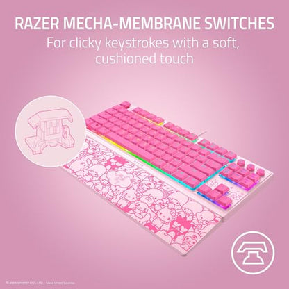 Razer Ornata V3 TKL Gaming Keyboard, Hello Kitty & Friends Edition | Low-Profile Keys, Mecha-Membrane Switches, UV-Coated Keycaps, Backlit Media Keys, 8-Zone RGB Lighting, Magnetic Wrist Wrest - color: Hello Kitty & Friends Edition, size: V3 TKL