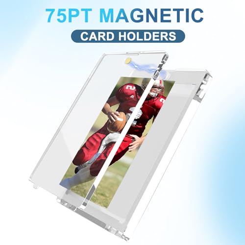 75pt Magnetic Card Holders, 30ct One Card Touch Holder for Trading Cards, Baseball Card Protectors Hard Plastic, Magnetic Thick Card Display Case for Sports Cards, Game Cards - size: 75pt, 30pcs