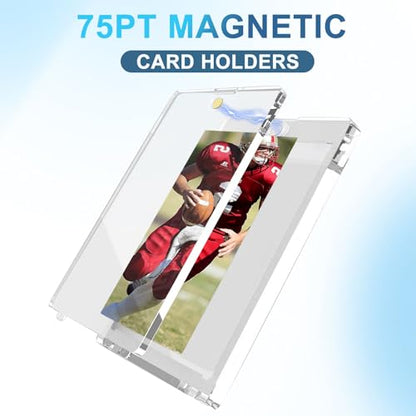 75pt Magnetic Card Holders, 30ct One Card Touch Holder for Trading Cards, Baseball Card Protectors Hard Plastic, Magnetic Thick Card Display Case for Sports Cards, Game Cards - size: 75pt, 30pcs