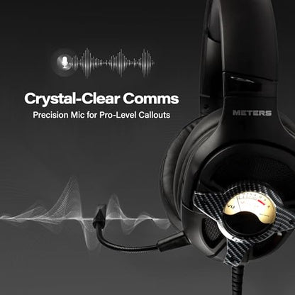 Meters Level-Up Gaming Headsets with RGB VU Virtual 7.1 Surround Sound, 50mm Drivers & Detachable Mic - USB Gaming Headphones Compatible with PC, Laptop & PS4 - Zero Latency (Carbon)