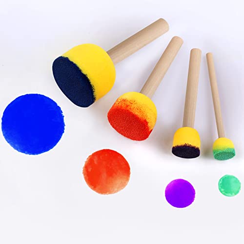 30 Pcs Round Sponges Brush Set, Round Sponge Brushes for Painting, Paint Sponges for Acrylic, Painting Tools for Kids Arts and Crafts (4 Sizes) - size: 30 PCS