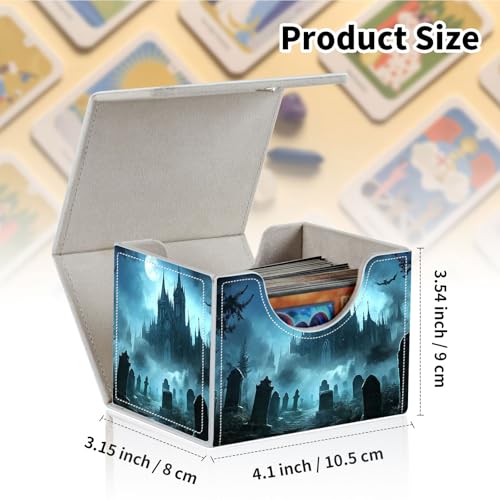 Stylish MTG Deck Box for 110+ Cards, Magnetic Commander Deck Case with Bonus Game Card Pouch, Durable Storage for TCG and Sleeved Magic Cards, Gothic Cemetery - color: Gothic Cemetery