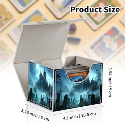 Stylish MTG Deck Box for 110+ Cards, Magnetic Commander Deck Case with Bonus Game Card Pouch, Durable Storage for TCG and Sleeved Magic Cards, Gothic Cemetery - color: Gothic Cemetery