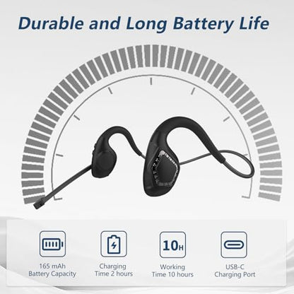 BANIGIPA Bluetooth Headset with Microphone, Open Ear Headphones with Mic | Wireless Headset w/ Noise Cancelling Mic for Phone PC Computer, Light & Comfortable for Office Meeting Home Working-10 Hrs