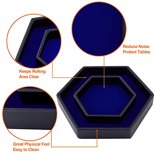 SIQUK Dice Tray with Lid Hexagon Dice Rolling Tray Dice Holder for Dice Games Like RPG, DND and Other Table Games, Blue - color: Blue