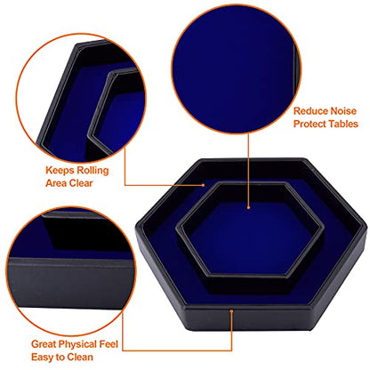 SIQUK Dice Tray with Lid Hexagon Dice Rolling Tray Dice Holder for Dice Games Like RPG, DND and Other Table Games, Blue - color: Blue
