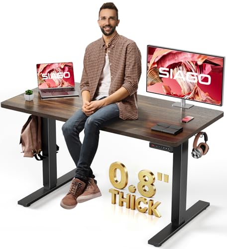 SIAGO 48 x 24 Inch Electric Standing Desk, 0.8 Inch Thick Tabletop | Smooth Height Adjustment, 200lbs Stability, 3 Memory Presets, Cable Management, Pre-Labeled Easy Assembly - color: Walnut, size: 48 x 24 Inch