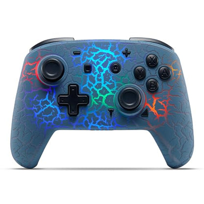 Switch Controller with Hall Joystick, Wireless Switch Pro Controller for Switch/Switch Lite/Switch OLED, 8 Colors Adjustable LED Wireless Remote Gamepad with Unique Crack/Turbo/Motion Control(Grey)