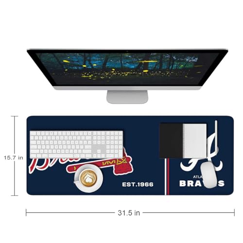 Baseball Mouse Pad Extended Large Gaming Desk Pad 31.5 x 11.8 Inch, XL Mousepad Topographic Mouse Pad with Anti-Slip Rubber Base for Atlanta Home Office - color: M-atlanta