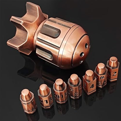 Roulette Dice Spinner for DND Dice Set, 7 Metallic Polyhedral D&D Dice with Gift Case for DND Game, RPG Role Playing Table Game Gifts (Copper) - color: Copper