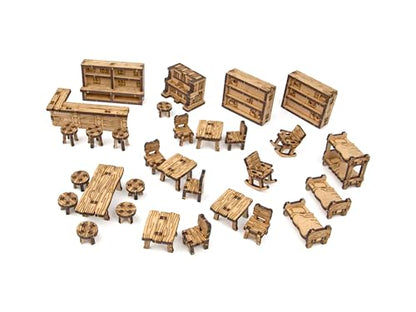 TowerRex Bar Furniture D&D Scatter Terrain Set for 28mm Miniatures, Dungeons and Dragons, Warhammer, Pathfinder DND Miniatures