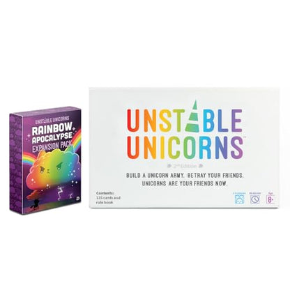 Unstable Games - Unstable Unicorns Rainbow Apocalypse Expansion Pack - designed to be added to your Unstable Unicorns Card Game - style: Expansion Pack: Rainbow Apocalypse