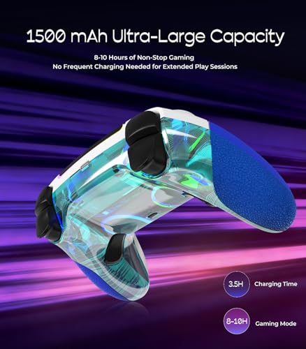 RGB Wireless Controller for PS5,with Hall-Effect Joysticks/Dual Vibration/ Turbo & Macro ,Programmable,3.5Mm Audio Jack, 6-Axis Motion Control Gamepad with Speaker, PS5 Pro/iOS/Android/PC/MAC/Steam Deck - color: Blue