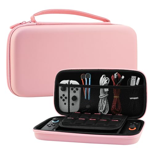 GLDRAM Pink Carrying Case for Nintendo Switch 2 (2025), Durable Hard Shell Protective Travel Bag with Expanded Accessory Compartment & Game Cartridge Case Portable Storage Pouch for Nintendo Switch 2 - color: Pink