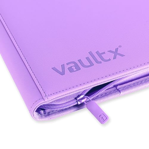 Vault X 12 Pocket Zip Trading Card Binder 480 Cards Exo-Tec (Purple) | Holds 480 standard-size TCG cards in 20 side-loading 12-pocket pages. Padded, water-resistant Exo-Tec cover. - color: Purple, size: 12 Pocket