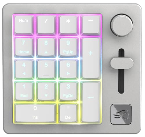 GLORIOUS GMMK Mechanical Numpad- 10 Key USB Programmable Keypad - Hot Swappable, Volume Control, RGB Backlit, Wired & Wireless Bluetooth - Laptop & Keyboard Accessories- White - color: White Ice