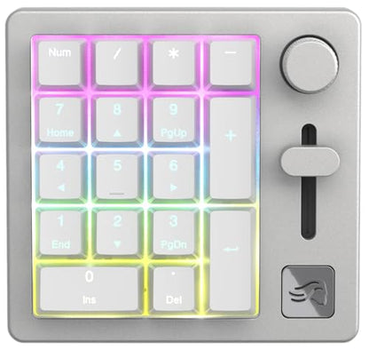 GLORIOUS GMMK Mechanical Numpad- 10 Key USB Programmable Keypad - Hot Swappable, Volume Control, RGB Backlit, Wired & Wireless Bluetooth - Laptop & Keyboard Accessories- White - color: White Ice