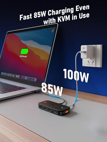 Lemorele USB C KVM Switch with 4K@60Hz HDMI, 4 USB A/C Ports, 100W PD, 3.5mm Audio for 2 Computers Share 1 Monitor/Keyboard/Mouse/USB Flash Drives, etc, Compatible with Windows, Mac, Linux, Android