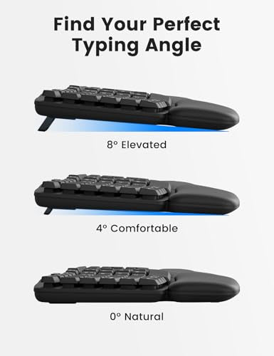 Wireless Keyboard and Mouse Combo, SABLUTE MA41 30dB Quiet Ergonomic Wave Keyboard Set with Soft Leather Palm Rest, Dual-System Switch for Windows/Mac, Ideal for Business Teams Home Office | Soft Leather Memory Foam Wrist Rest, 2.4GHz Wireless, UAB-A & US