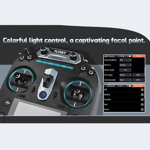 GoolRC Flysky FS-ST16 2.4GHz 16CH Radio Transmitter with FS-SR8 Receiver, 3.5 Inch IPS Screen Dual Antenna Remote Controller with Receiver for RC Car Boat Airplane (Left Hand Throttle)
