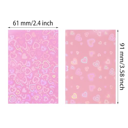 ONLYKXY 100pcs Soft Clear Plastic Heart Glitter Bag Storage Pouch Laser Sleeve Cover Pocket Holder Holographic Photo Protector Top Loader for 3in Trading Card Coin Jewelry (Hot Pink & Light Pink) - color: Hot Pink & Light Pink