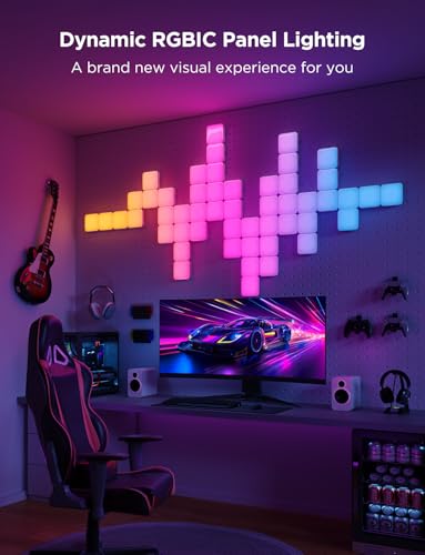 Govee Mini Panel Lights, RGBIC Wall Lights, Smart LED Wall Panels | Works with Matter, Alexa, Google Assistant, Sync with Music, DIY Gaming Light for Home Decor, Office, Bedroom, 20 Pcs