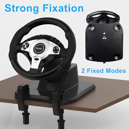 DOYO Gaming Steering Wheel, PC Racing Wheel 270/900° Car Sim Driving Gaming Wheel Dual-Motor Feedback Driving with Paddle Shifters, Gear Lever Bundle for Xbox One, Xbox Series X/S, PS4, PS3, Switch - color: Black-270/900°