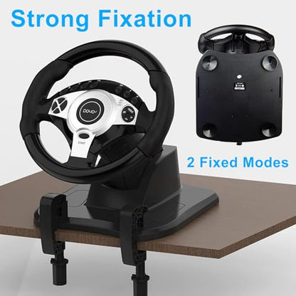 DOYO Gaming Steering Wheel, PC Racing Wheel 270/900° Car Sim Driving Gaming Wheel Dual-Motor Feedback Driving with Paddle Shifters, Gear Lever Bundle for Xbox One, Xbox Series X/S, PS4, PS3, Switch - color: Black-270/900°