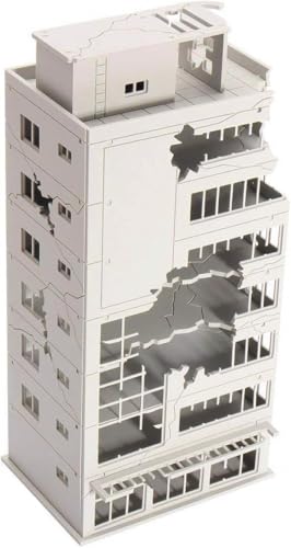 LinaLife N Scale 1/144 DIY Ruined Damaged Building After War Assembling Model Outland Realism Scene for DIY Sand Table, Medium Garden Micro Landscape Ornaments Decor Supply DIY Player Spray Painting