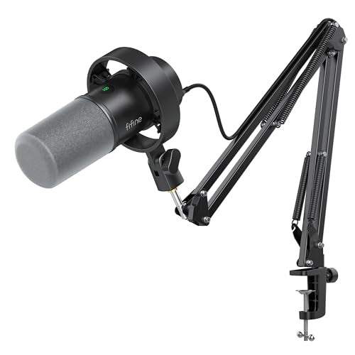 FIFINE AmpliTank K688CT Podcast Microphone Kit, USB/XLR Dynamic Vocal Mic | Streaming Mic with Boom Arm for PC/XLR Mixer, with Mute Button, Headphone Jack, Gain Knob, for Gaming Voice-Over Recording - size: K688CT Black