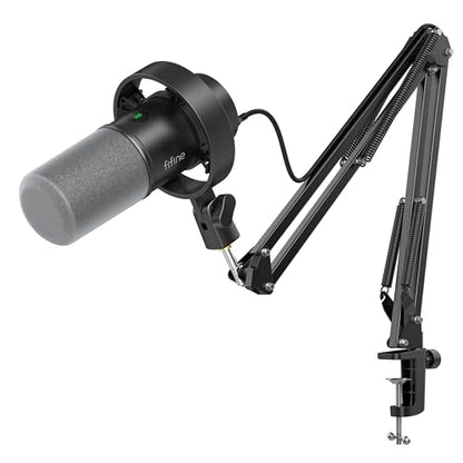 FIFINE AmpliTank K688CT Podcast Microphone Kit, USB/XLR Dynamic Vocal Mic | Streaming Mic with Boom Arm for PC/XLR Mixer, with Mute Button, Headphone Jack, Gain Knob, for Gaming Voice-Over Recording - size: K688CT Black