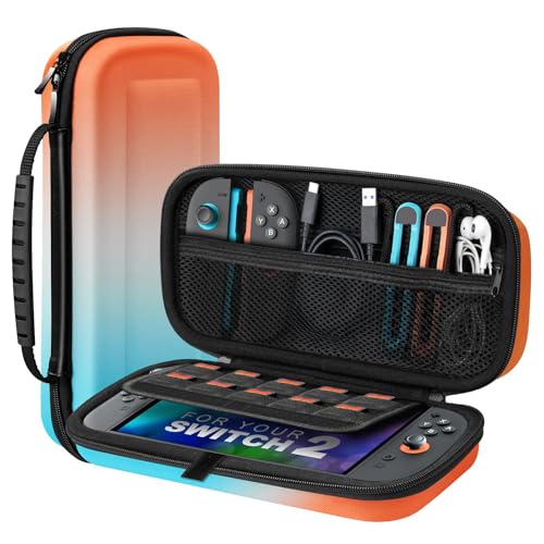 TiMOVO Carrying Case for Nintendo Switch 2 (2025),Gradient Orange | Large Capacity, Hard Shell Protective, 10 Game Card Slots, Pockets for Console & Accessories, Portable Travel Pouch - color: Gradient Orange, size: 10 Slots